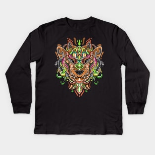 cheetah zentangle illustration Kids Long Sleeve T-Shirt